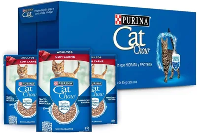Purina Cat Chow Adulto Carne Alimento Húmedo Gatos 24pack de 85g | Alimentación húmeda para gatos adultos, carne, Hydro Defense Plus