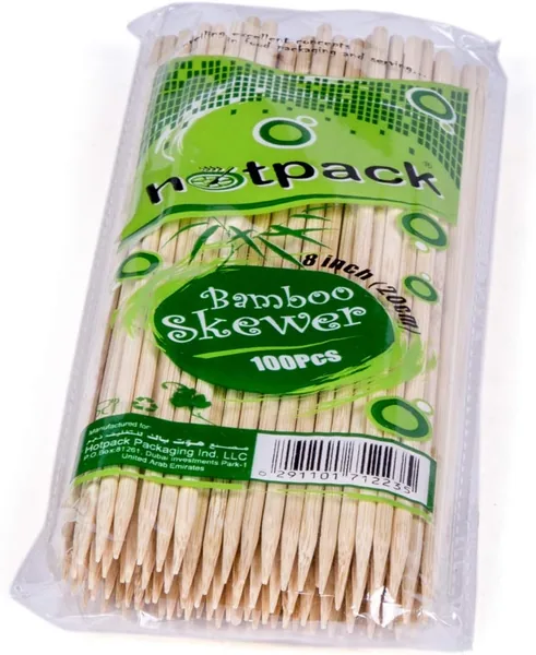 Hotpack Bamboo Skewer 8 Inches, 100 Pieces