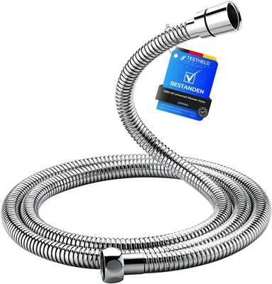 GRIFEMA Shower Hose 2 m - Flexible Stainless Steel Shower Hose 200 cm, Anti-Kink & Leak-Free, Standa