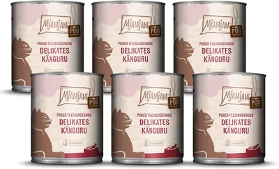 MjAMjAM - Premium mokra karma dla kotów - czysta przyjemność mięsa - delikatny kangur pure, opakowanie 6 szt. (6 × 800 g)