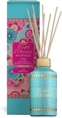 Tesori d'Oriente - Diffusore di Aromi Ayurveda con Bastoncini e Oli Essenziali di Amla e Patchouli, Aria Fresca per Casa