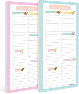 The Yellow Clip - Lista de compras magnética para frigorífico, 2 listas, rosa