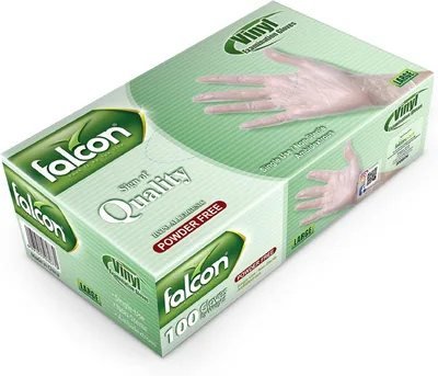 FALCON PACK Unisex-Adult Vinyl Non Sterile Gloves (Pack of 100)
