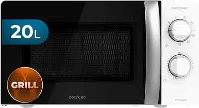 Microondas Cecotec con Grill ProClean 2110. 700W con 6 Niveles de Potencia, Capacidad 20 L, Función Grill, Tecnología 3DWave, Deshielo