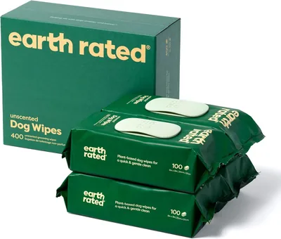 Earth Rated Honden- en kattenwatten, hypoallergeen, reinigend en hydraterend voor pootjes, lichaam en billen, 1 pak