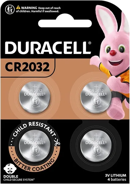 Duracell Lithium Coin Battery 3V, 4 Pieces (Cr2032) [Child Resistant Packaging] Silver