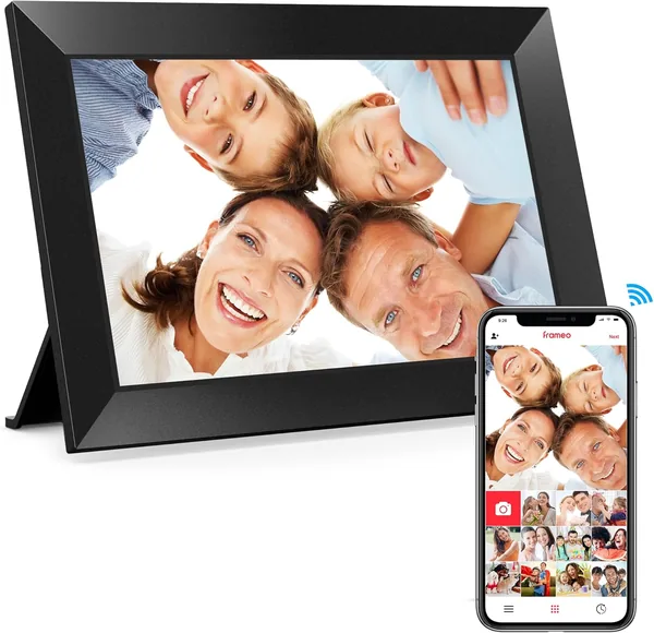 Frameo 10.1 Inch WiFi Digital Picture Frame, 1280x800 HD IPS Touch Screen Photo Frame Electronic, 32GB Memory, Auto-Rotate, Wall Mountable, Share Photos/Videos Instantly via Frameo