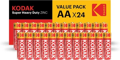 KODAK 24-Pack AA Batteries - Double A, Carbon Zinc, 3-Year Shelf Life, 10% Off