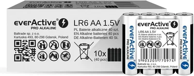 Everactive Aa LR06 Bateria, Srebro, 40 sztuk | Wysoka wydajność, długa trwałość