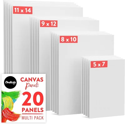 Chalkola Canvas Pack - 20 Bulk 5x7-11x14 inch Primed Canvases, 100% Cotton | 20% Off