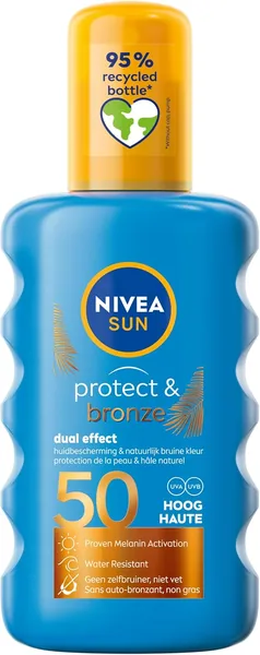 NIVEA SUN Protect & Bronze Spray Zonnebrandcrème - SPF 50 - Waterdicht - Bruint en Beschermt de Huid - Met Pro-Technologie