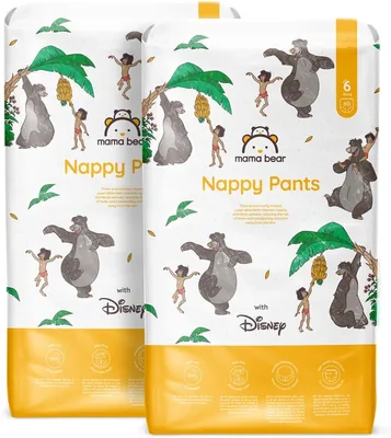 Pañales de Aprendizaje Disney por Amazon, Talla 6 (más de 15 kg), 120 Unidades (2 Paquetes de 60), Blancos, Paquete Mensual (anteriormente Mama Oso)