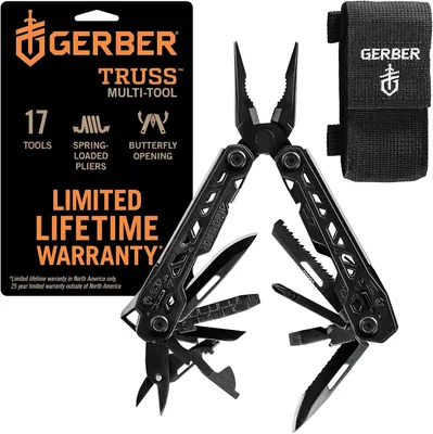 Gerber Gear Truss Multi-Tool Black - 17-in-1 EDC Pocket Knife