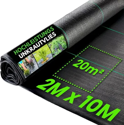 Green Thumbz Unkrautvlies Extra Stark 2 x 10 m Unkrauthemmendes Gewebe 100 g/m² Optimales Gartenfleec, Hochbeetfolie, W