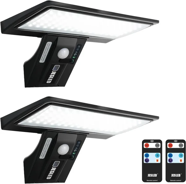 JESLED Solar Outdoor Light, 2 Pack 90 LED Powerful Spotlight
