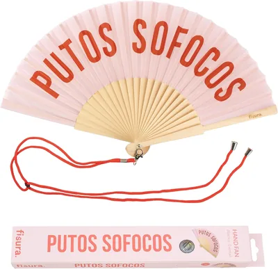 Fisura - Ventilador Original con Mensaje 'Hot Flashes'. Ventilador Moderno y Divertido de Madera. Rosa y Rojo. 42.5 x 23 c, 9% de Descuento