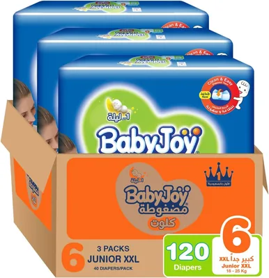 BabyJoy Compressed Culotte Diaper, Size 6, Junior XXL, Mega Box, 120 Diapers - 20% Off