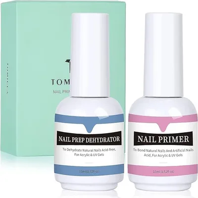TOMICCA Nagelförberedare & Nagelprimer, 15ML * 2 Överleg primär för Acrylföra och Vernis Gel