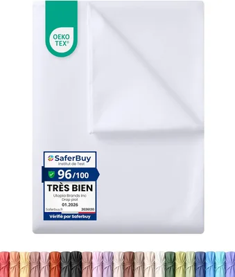 Utopia Bedding - Feuille de lit plate sans élastique - 270 x 290 cm - Certifiée Oeko-TEX - Polyester doux brossé - Microfibre - Plate