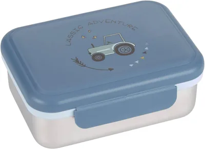 Boîte à pain LÄSSIG Kids en acier inoxydable - Boîte à sandwichs durable pour l'école ou les sorties - Tracteur