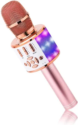 BONAOK Karaoke Mikrofon Bluetooth, 4 in 1 kabelloses Gesangsmikrofon, LED Kinder-Karaoke-Mikrofon Lautsprecher, Home KTV