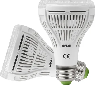 SANSI Inledningsväxtlampor - 2 Packa, 15W E27 LED Växtlampa Full Spektrum Mediant PPF 27μmol/s, Daglicht LED för Växtor