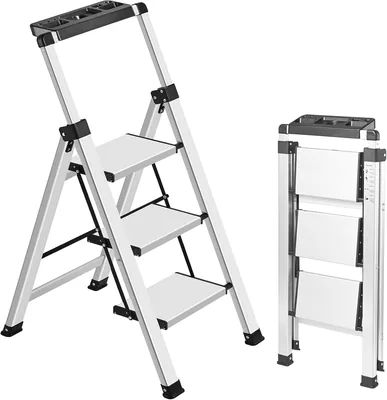 XinSunho 3 Step Ladder - Folding Stool with Anti-Slip Pedals - 13% Off