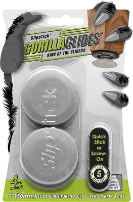 GorillaGlides CB503 2-Inch Furniture Sliders for Carpet and Hard Floors (Set of 4)
