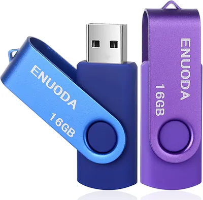 ENUODA Pack de 2 USB 2.0 Clés USB 16 Go Stockage à Rotation avec Lumière LED Bleu Violet - 7% de réduction