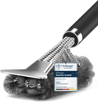 TNTOR Grillreinigungsbürste mit langem Edelstahlborsten und PP-Heat-Isolationsspachtel, 37% Rabatt