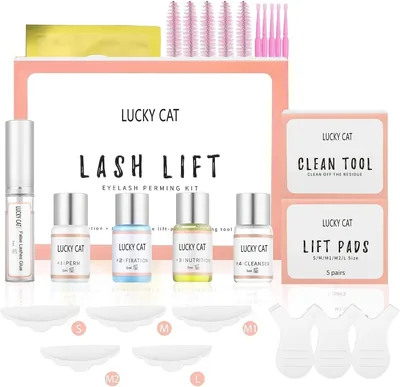 Kit de mise en valeur des cils Lucky Cat 2024, levage et courbure semi-permanente des cils
