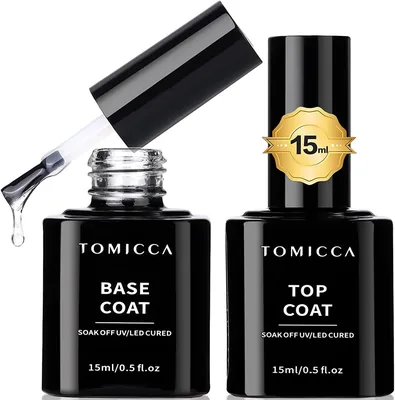2 st 15ml TOMICCA UV Gel Basis och Top Coat Glans för Gel Naglar Nail Art Manicure Set - Best Price