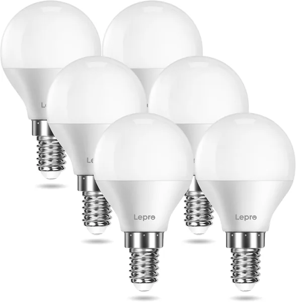 Lepro E14 LED Light Bulb, Small Screw Light Bulb, 4.2W 470lm, 40W Equivalent, Warm White 2700K E14 Golf Ball Bulb, Energy Saving P45 SES Golfball Bulb, 220-240V, Non-Dimmable, Pack