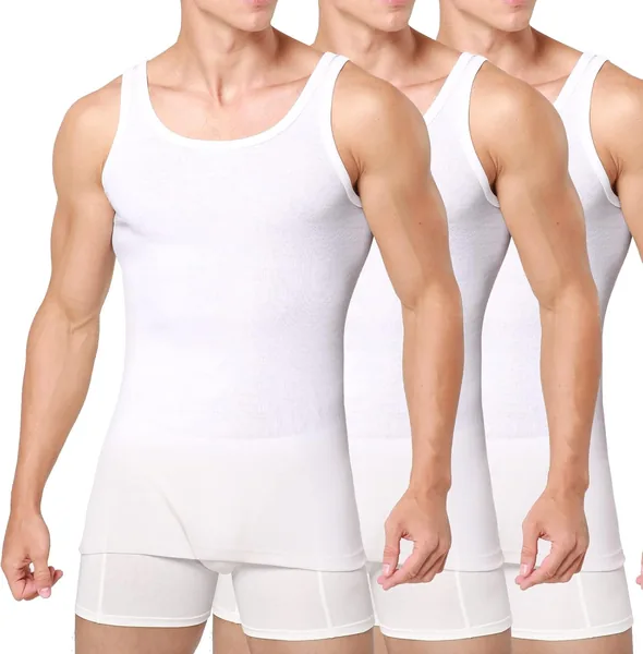 Men's Undershirt 3/5 Pack Tank Top, Cotton, Black, White, Multicoloured