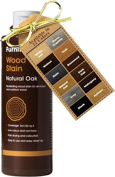 Furniture Clinic Wood Stain (Natural Oak) - Fast Drying, Highly Concentrated, and Easy-to-Apply Light Oak Wood Stain for All Indoor & Outdoor Wood