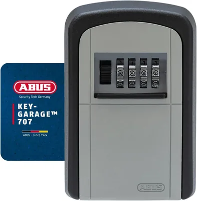 ABUS KeyGarage™ 707 Wandschließfach für bis zu 7 Schlüssel oder kleine Wertgegenstände, Schwarz/Silber | Aluminiumgehäuse, 4-stelliger Code