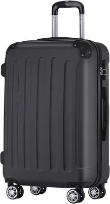 Beibye Hartschalen-Koffer mit Rollen, Reisekoffer, Sicherheitszahlenschloss, Twin-Räder, ABS-Material, Griff, 23 Zoll, Schwarz