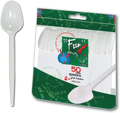 Al Bayader Disposable Plastic Spoons, 6.5 Inch, White, 50 Pack - Best Deal