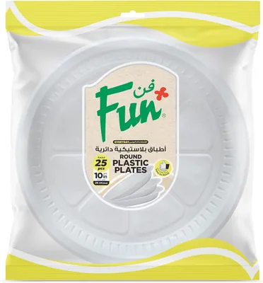 Everyday Disposable Plastic Plate Set, Large 26cm, Pack of 25