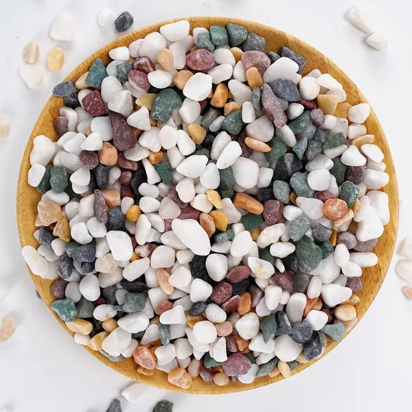 Natural Decorative Pebbles Rocks Polished Tterrarium Gravel White Stones with Red, Green, and Yellow Pastel Accents Mixed Color Aquarium Stones Garden Accessories Top Dressing for