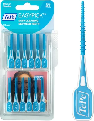 TePe EasyPick Tandpin M/L - Effektiv interdental rengring, för en fräsch mund och räka tänder / 1x 60 st
