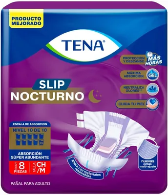Tena Slip Nocturno - Pañales para Adulto, Talla CH/M, 8 Piezas | 39% de Descuento