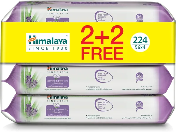 Himalaya Soothing & Protecting Baby Wipes | 56 wipes X 4 packs (224 Wipes)