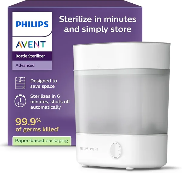 Philips Avent SCF291/00 Flassterilizer, Elektrischer Dampfsterilisator für bis zu 6 Babyflaschen, Sauger & Zubehör, Modul D - 41% Rabatt