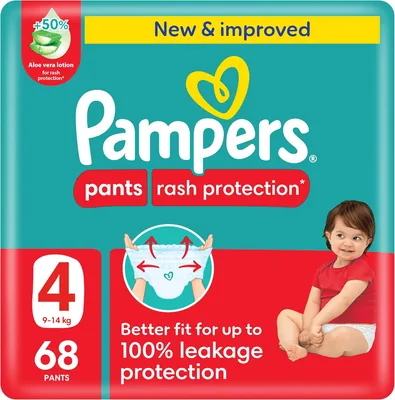 Pampers Rash Protection Diapers Giant Size 4, 68 Count