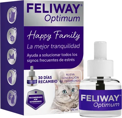 Feliway Optimo Calmante Feromonas Refill para Gatos (30 Días, 47 ml) - Ayuda a Reducir la Mayoría de los Síntomas de Estrés - Recomendado por Veterinarios