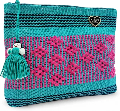 Xadani Lula Cosmetiquera Artesanal para Mujer en Telar de Cintura, Souvenir Mexicano y Regalo