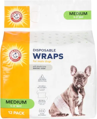 Arm & Hammer Dog Wraps Medium 12 Ct - Leak-Proof Diapers