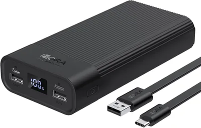 Batería portátil 1 Hora Power Bank 20000mAh con cable USB-C de 30 cm y 4 puertos - Pantalla digital