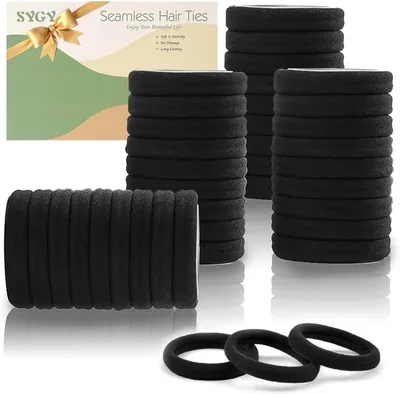 SYGY 100 Black Hair Ties for Women